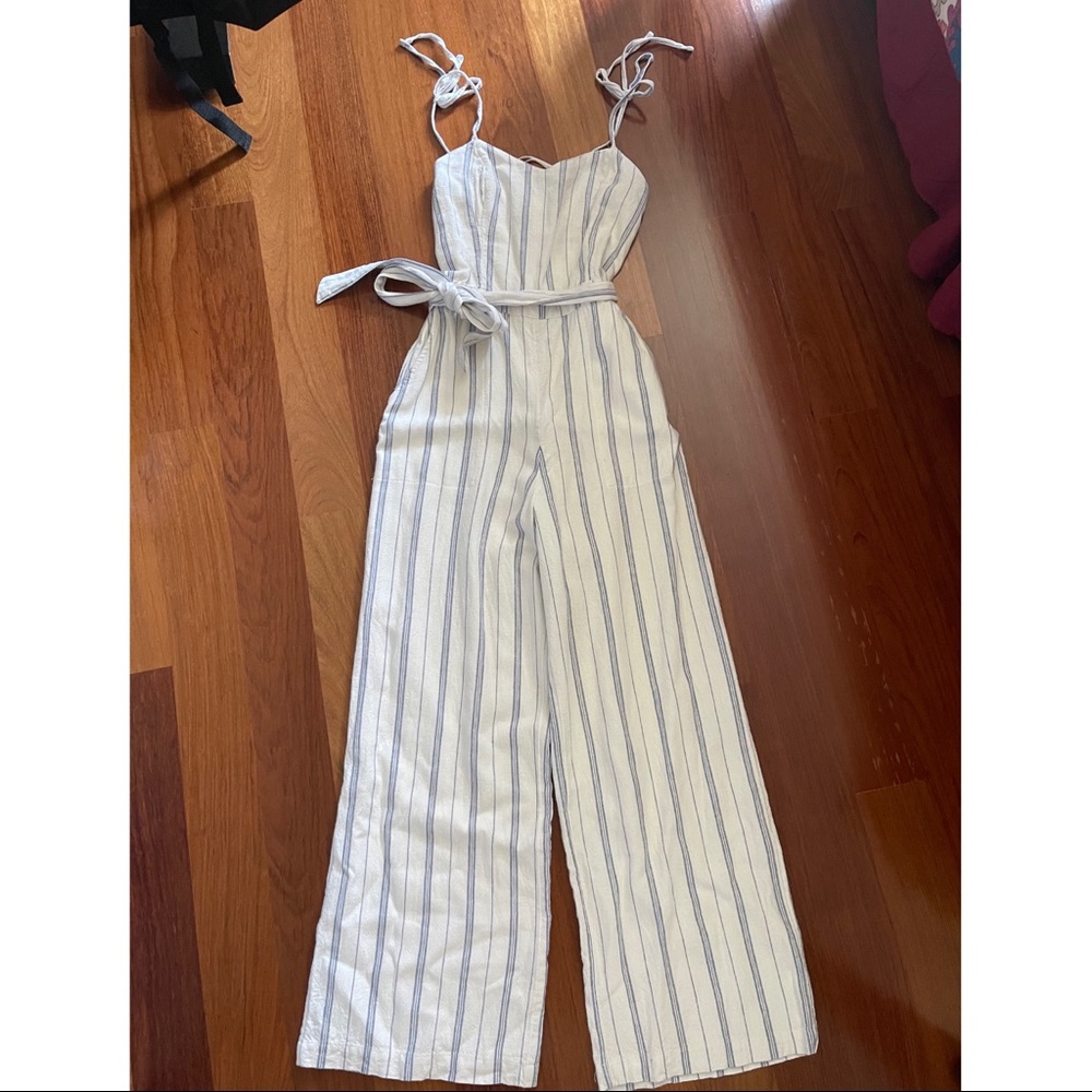 NWOT A&F Stripped Linen Jumpsuit XS